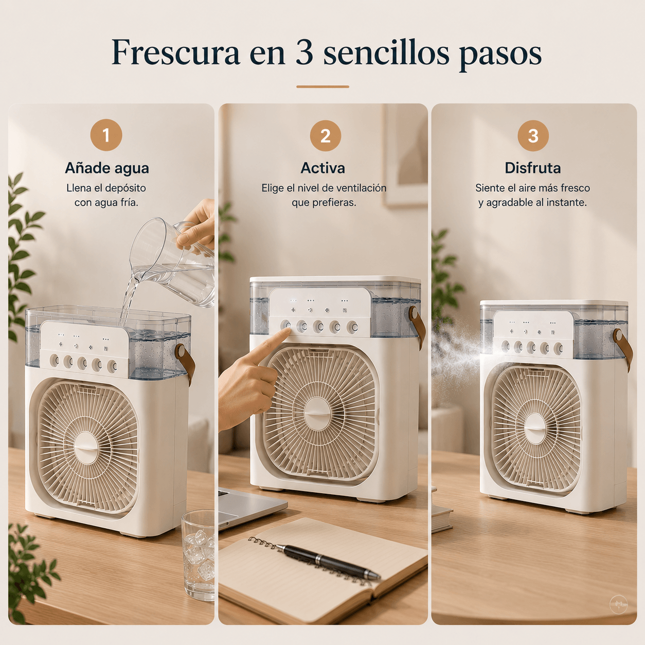 Ventilador Climatizador con Pulverizador Portátil