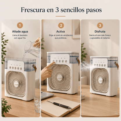 Ventilador Climatizador con Pulverizador Portátil